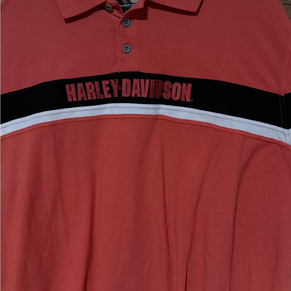 Harley-Davidson Men's Coral and Black Polo Shirt